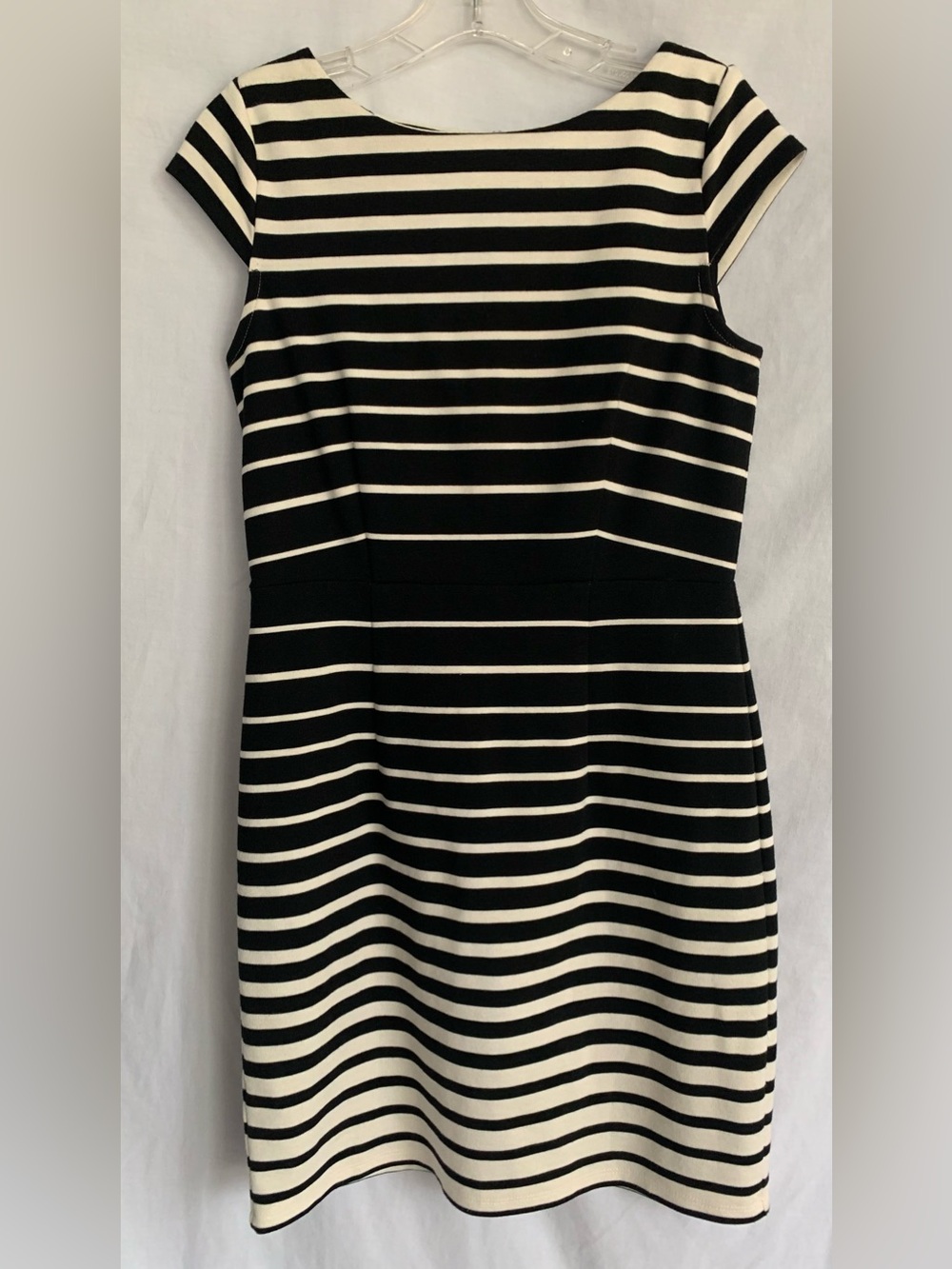LOFT Black and White Striped Sheath Dress